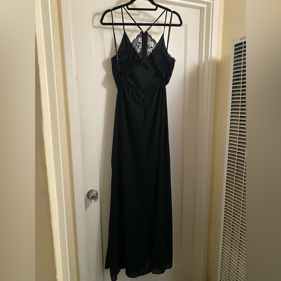Lulu’s Story of A Starry Night Maxi Dress Empire Waist front slit racerback - Picture 15 of 16